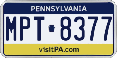 PA license plate MPT8377
