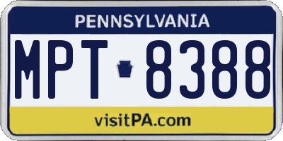 PA license plate MPT8388