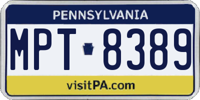 PA license plate MPT8389