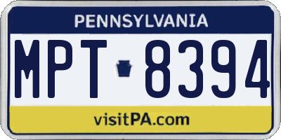 PA license plate MPT8394