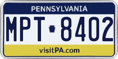 PA license plate MPT8402