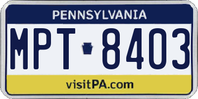 PA license plate MPT8403