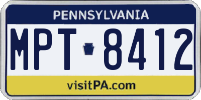 PA license plate MPT8412