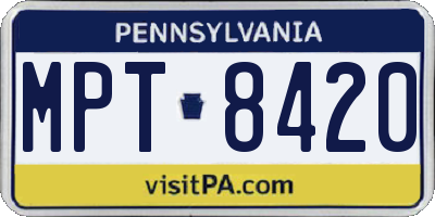 PA license plate MPT8420