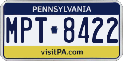 PA license plate MPT8422