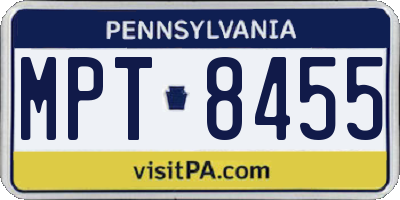 PA license plate MPT8455