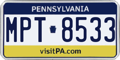 PA license plate MPT8533