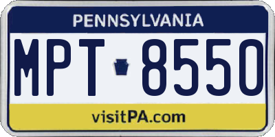 PA license plate MPT8550