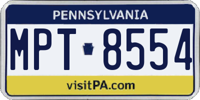 PA license plate MPT8554