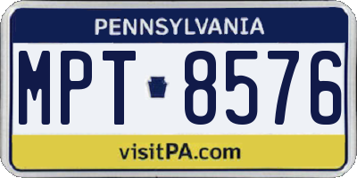 PA license plate MPT8576