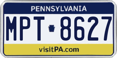 PA license plate MPT8627