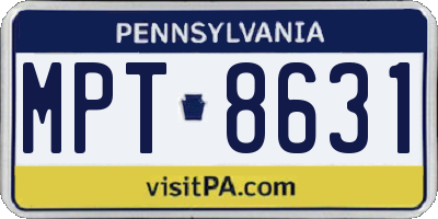 PA license plate MPT8631