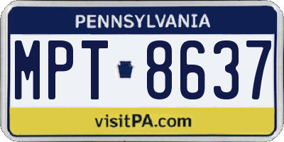 PA license plate MPT8637