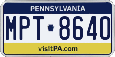 PA license plate MPT8640