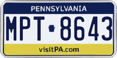 PA license plate MPT8643