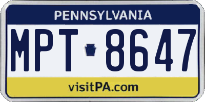 PA license plate MPT8647