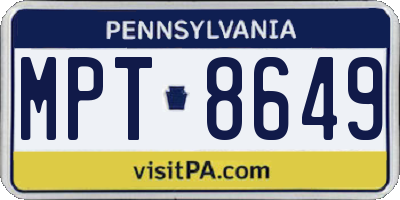PA license plate MPT8649