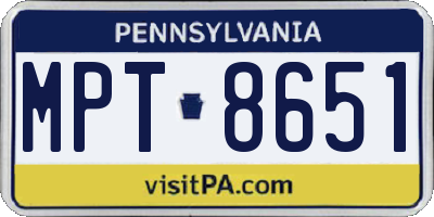 PA license plate MPT8651
