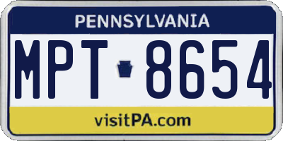 PA license plate MPT8654