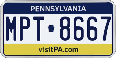 PA license plate MPT8667