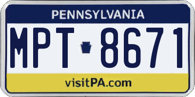 PA license plate MPT8671