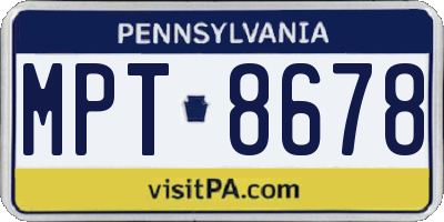 PA license plate MPT8678