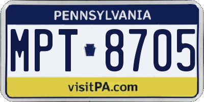 PA license plate MPT8705