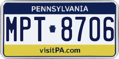 PA license plate MPT8706