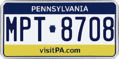 PA license plate MPT8708