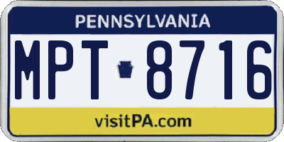 PA license plate MPT8716