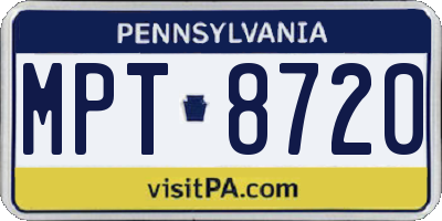 PA license plate MPT8720
