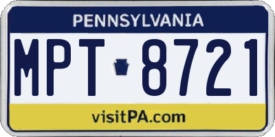 PA license plate MPT8721
