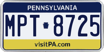 PA license plate MPT8725