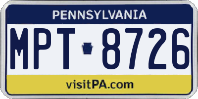 PA license plate MPT8726