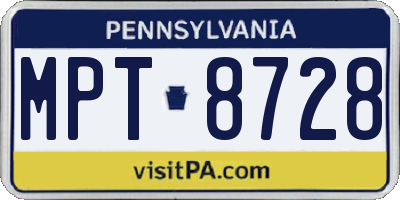 PA license plate MPT8728