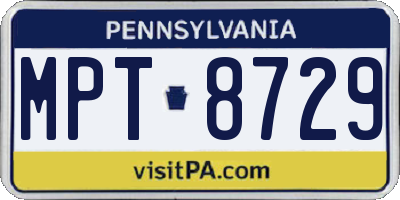 PA license plate MPT8729