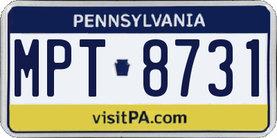 PA license plate MPT8731