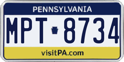 PA license plate MPT8734