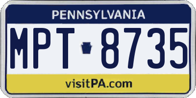 PA license plate MPT8735