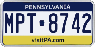 PA license plate MPT8742
