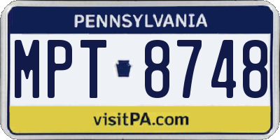 PA license plate MPT8748