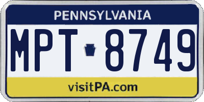 PA license plate MPT8749