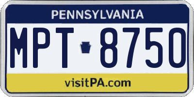 PA license plate MPT8750