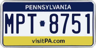 PA license plate MPT8751