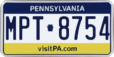 PA license plate MPT8754