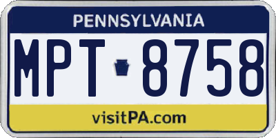 PA license plate MPT8758