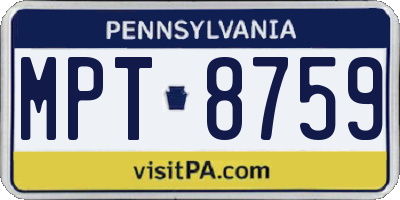PA license plate MPT8759