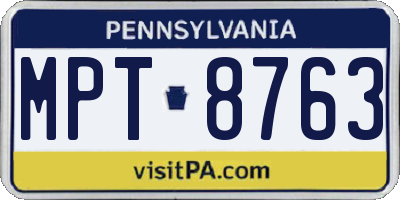 PA license plate MPT8763