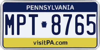 PA license plate MPT8765