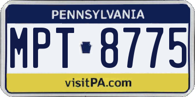 PA license plate MPT8775